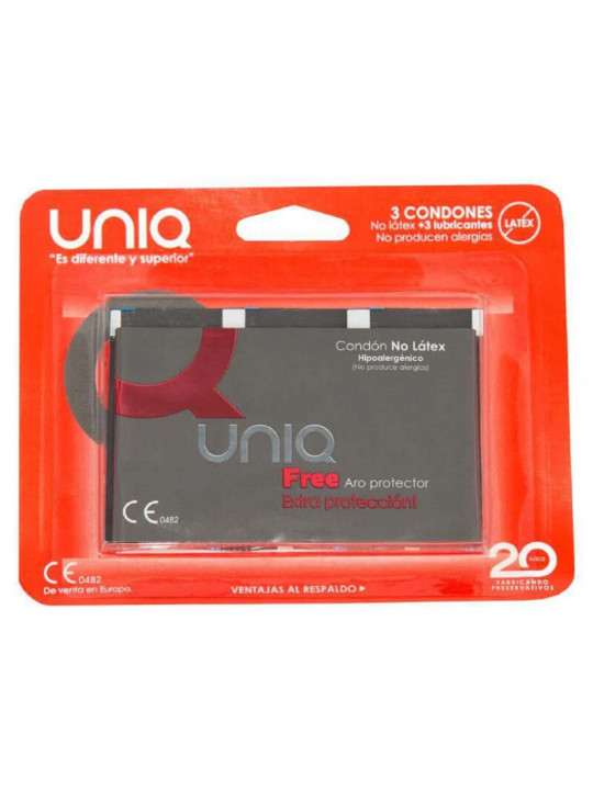 UNIQ - PRESERVATIVO SENZA LATTICE FREE CON ANELLO DI PROTEZIONE 3 UNITÀ