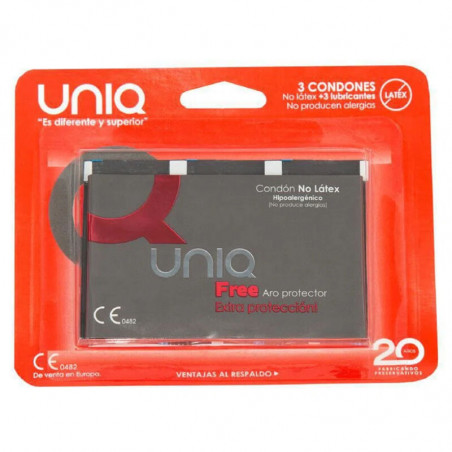 UNIQ - PRESERVATIVO SENZA LATTICE FREE CON ANELLO DI PROTEZIONE 3 UNITÀ