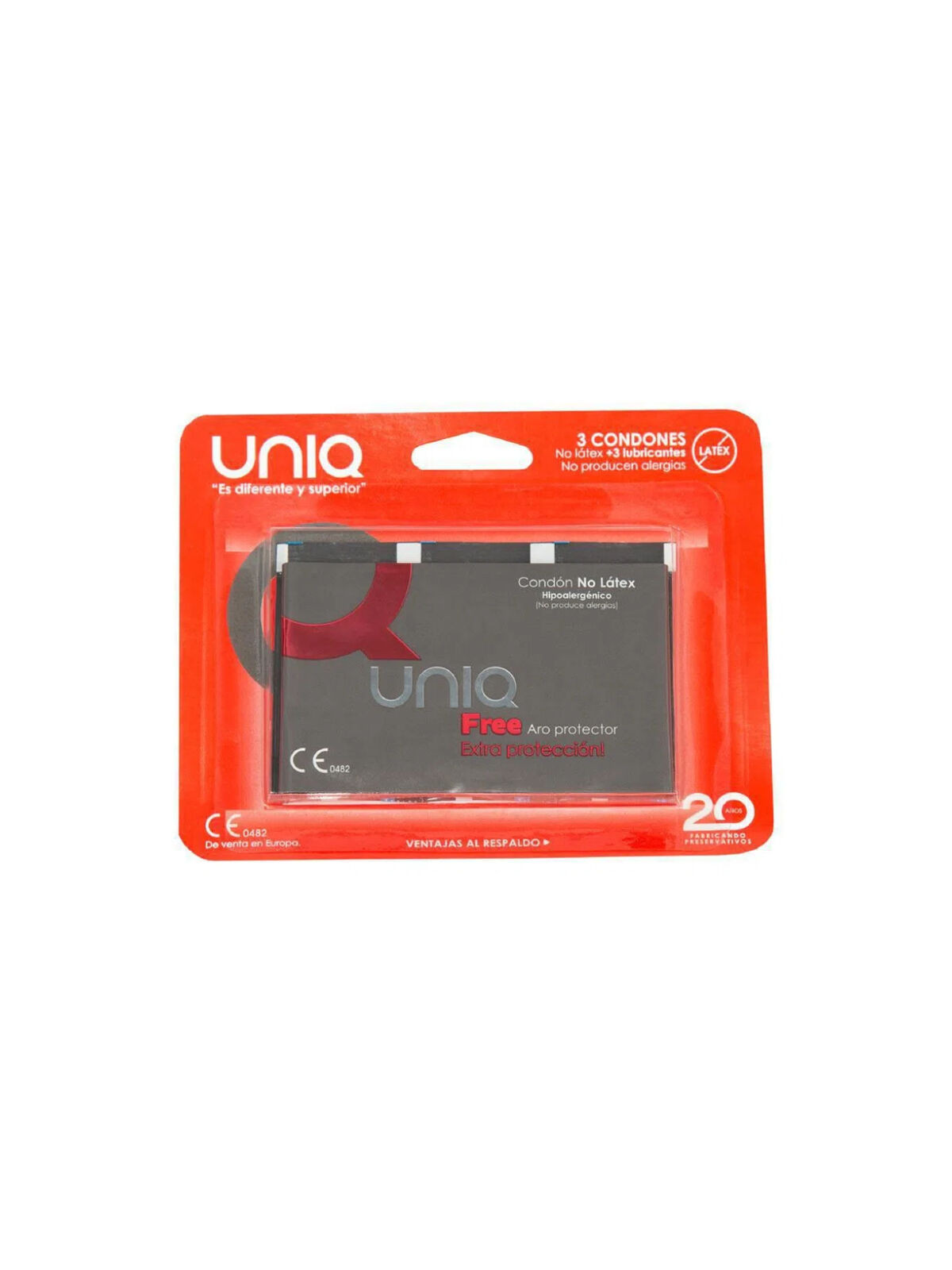 UNIQ - PRESERVATIVO SENZA LATTICE FREE CON ANELLO DI PROTEZIONE 3 UNITÀ