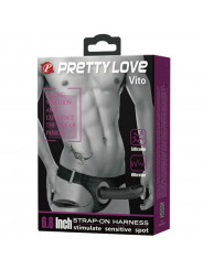 PRETTY LOVE - VITO STRAP ON CON DILDO CAVO E VIBRAZIONE 17.3 CM