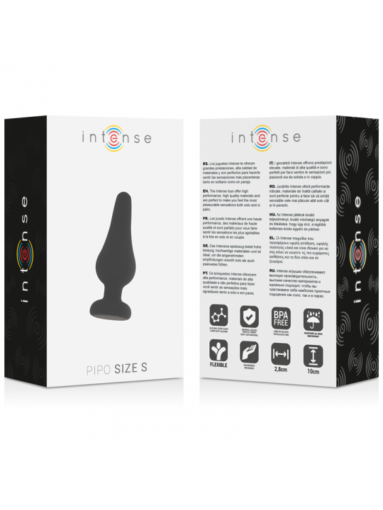 INTENSE - PLUG ANALE PIPO S SILICONE NERO 9,8 CM