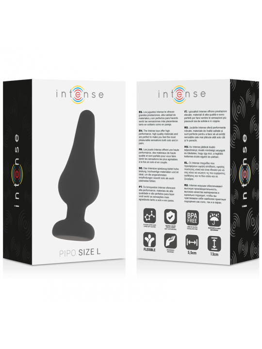 INTENSE - PLUG ANALE PIPO L SILICONE NERO 13 CM