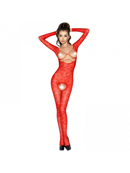 PASSION - WOMAN BS031 BODYSTOCKING ROSSO TAGLIA UNICA