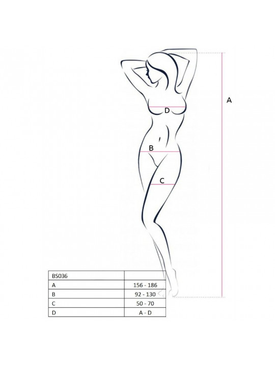 PASSION - DONNA BS036 BODYSTOCKING NERO TAGLIA UNICA