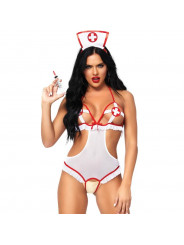 LEG AVENUE - NURSE OPEN CROTHLESS TEDDY TAGLIA UNICA