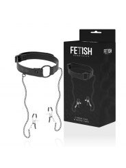 FETISH SUBMISSIVE - ANELLO GAG CON MORSETTI PER CAPEZZOLI