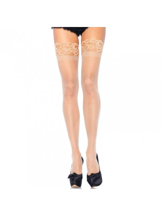 LEG AVENUE - TAGLIA PLUS TRASPARENTE STAY UP BEIGE TAGLIA PLUS