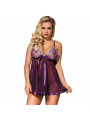 SUBBLIME - BABYDOLL CON FIOCCO E DETTAGLI LUCIDI VIOLA L / XL