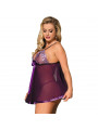 SUBBLIME - BABYDOLL CON FIOCCO E DETTAGLI LUCIDI VIOLA L / XL