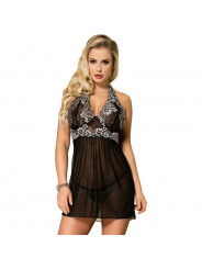 SUBBLIME - BABYDOLL BIANCO LACCI FLOREALI NERO S / M