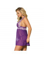 SUBBLIME - BABYDOLL BIANCO LACCI FLOREALI VIOLA S / M