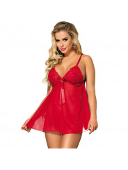 SUBBLIME - BABYDOLL CON FIOCCO E LACCI FLOREALI ROSSO S / M