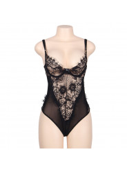 SUBBLIME - QUEEN PLUS PIZZO FLOREALE E TEDDY NERO CON FRANGE