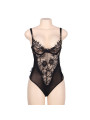 SUBBLIME - QUEEN PLUS PIZZO FLOREALE E TEDDY NERO CON FRANGE