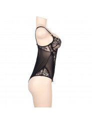 SUBBLIME - QUEEN PLUS PIZZO FLOREALE E TEDDY NERO CON FRANGE