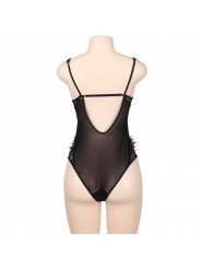 SUBBLIME - QUEEN PLUS PIZZO FLOREALE E TEDDY NERO CON FRANGE