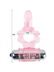 BAILE - ANELLO IN SILICONE 10 RITMI DI LINGUA CON VIBRAZIONE ROSA