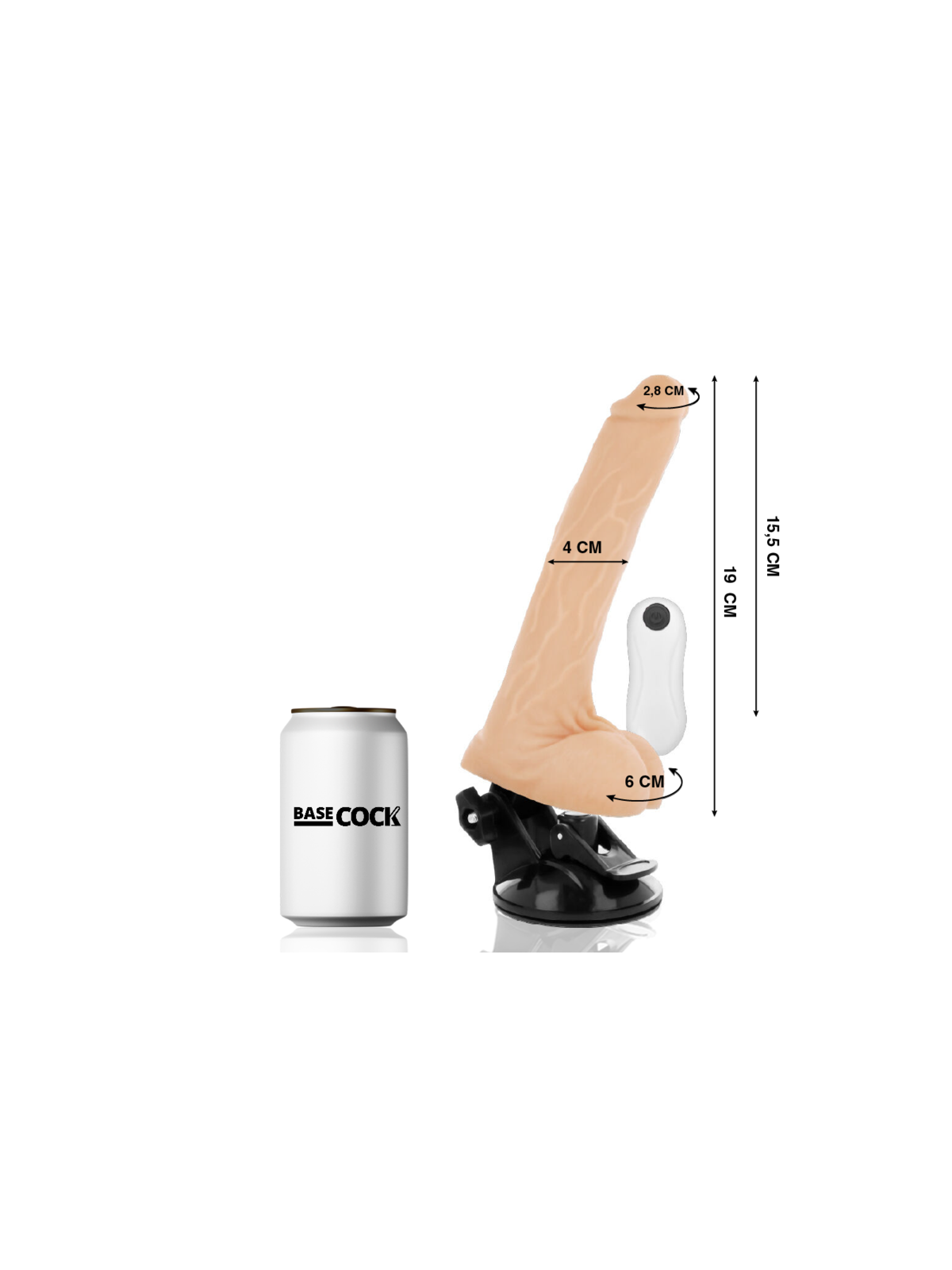 BASECOCK - VIBRATORE TELECOMANDO REALISTICO NATURALE 19 CM -O- 4 CM