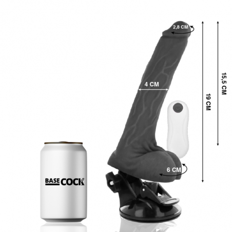 BASECOCK - VIBRATORE REALISTICO TELECOMANDO NERO 19 CM -O- 4 CM