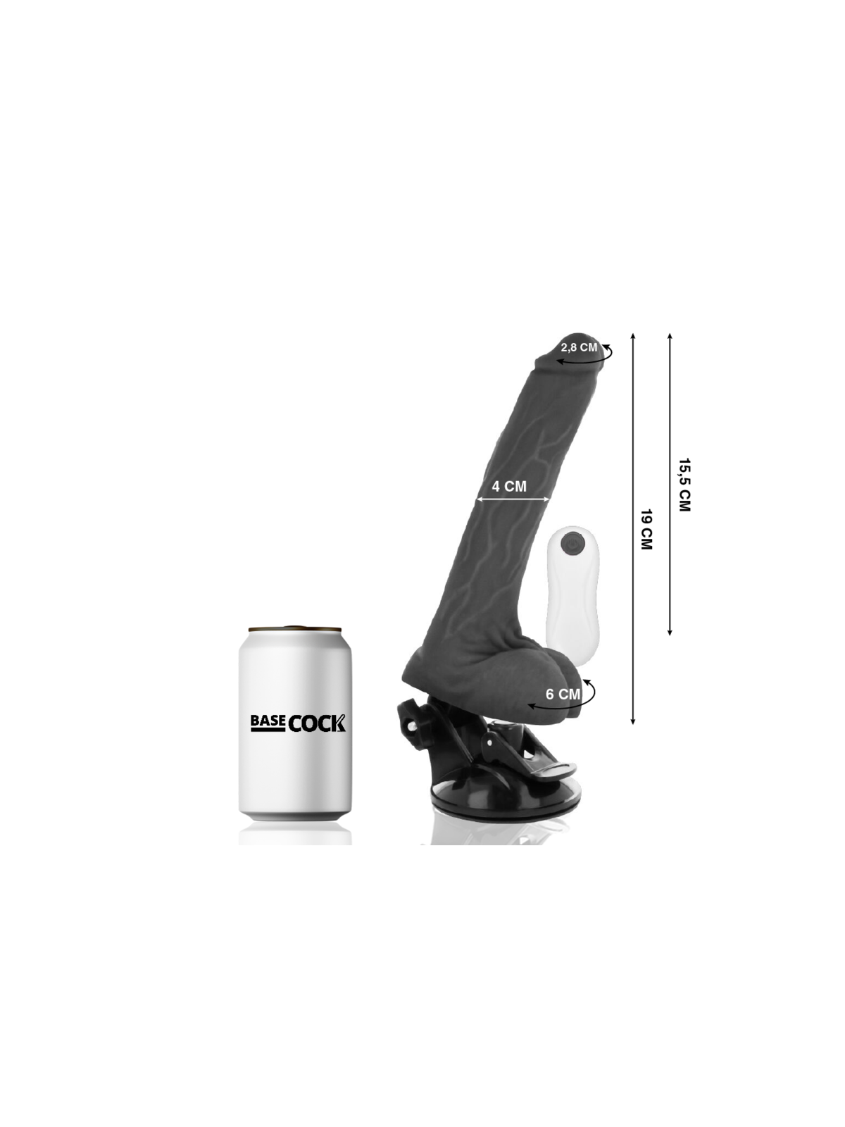 BASECOCK - VIBRATORE REALISTICO TELECOMANDO NERO 19 CM -O- 4 CM