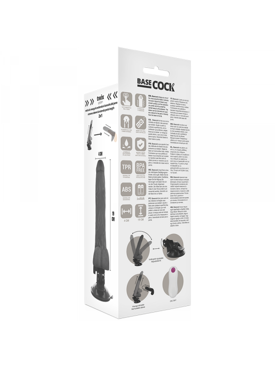 BASECOCK - VIBRATORE REALISTICO TELECOMANDO NERO 19 CM -O- 4 CM