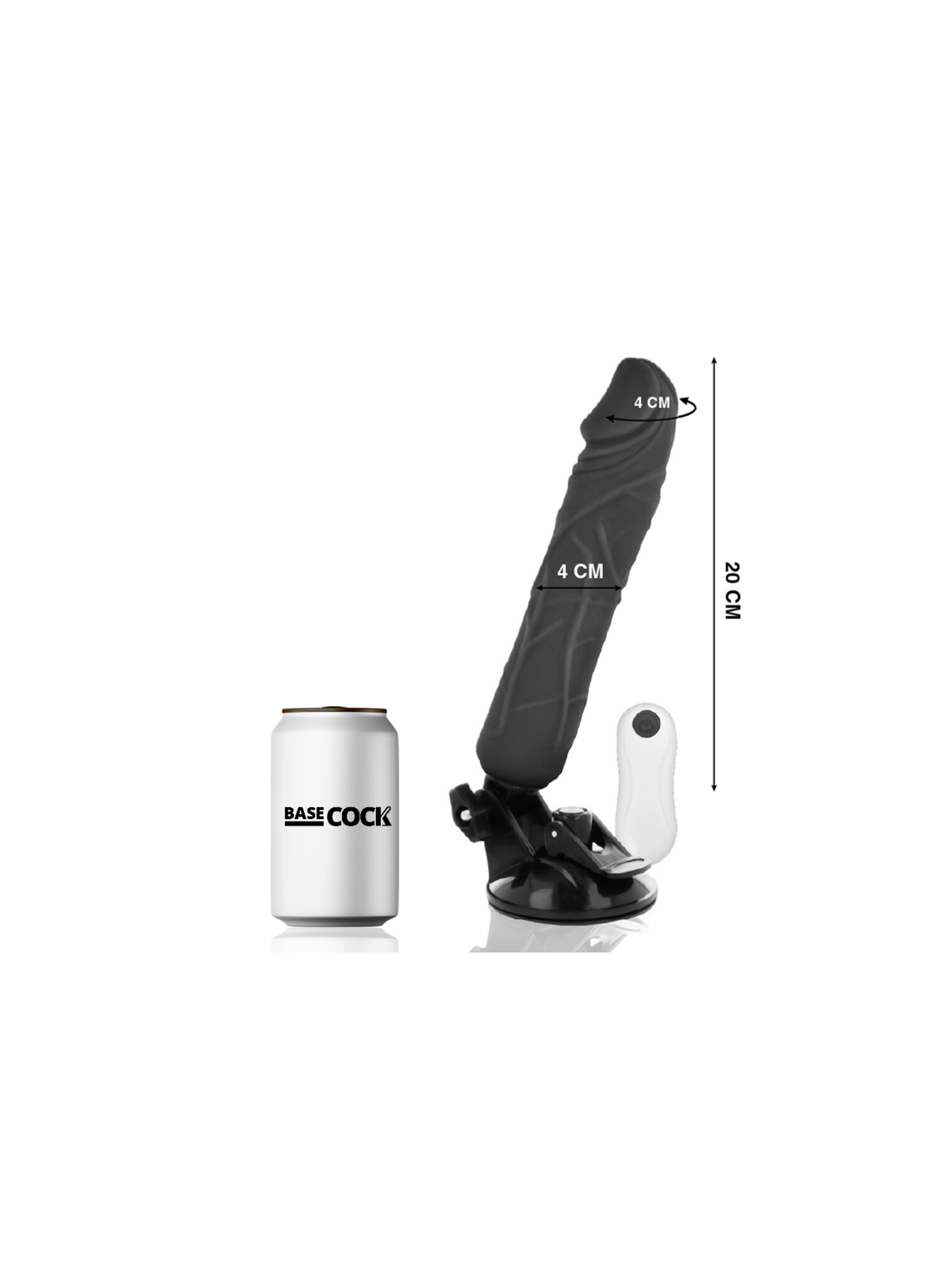 BASECOCK - VIBRATORE REALISTICO TELECOMANDO NERO 20 CM -O- 4 CM