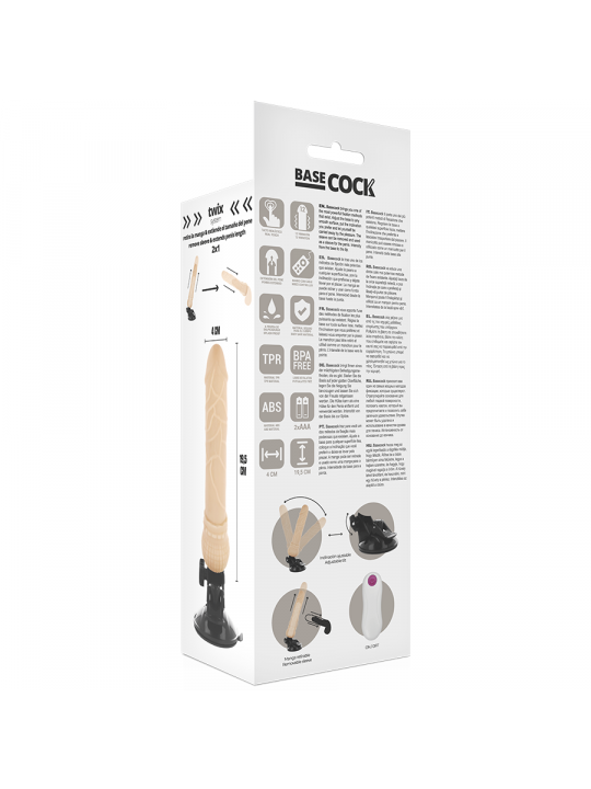 BASECOCK - VIBRATORE TELECOMANDO NATURALE REALISTICO 19.5 CM -O- 4 CM