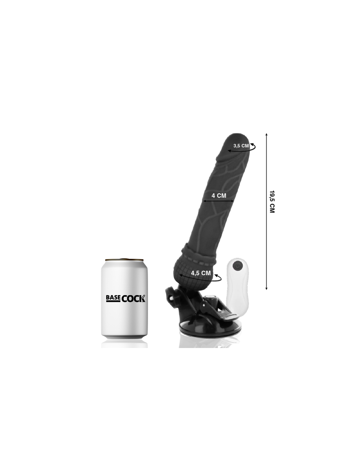 BASECOCK - VIBRATORE REALISTICO TELECOMANDO NERO 19.5 CM -O- 4 CM