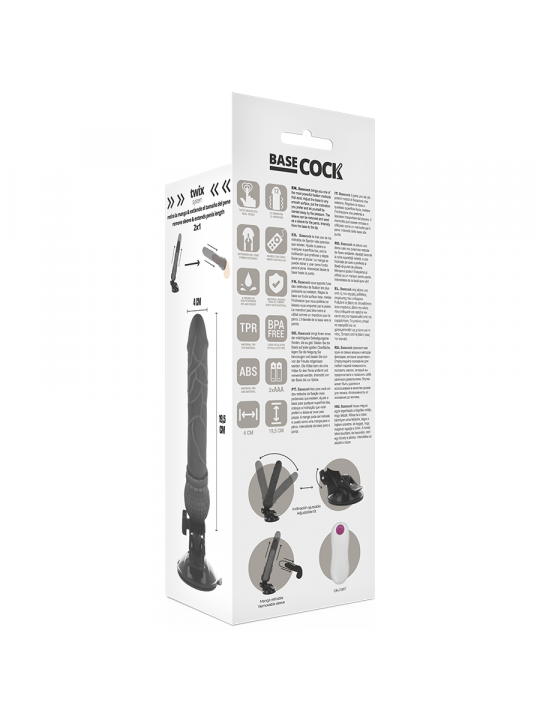 BASECOCK - VIBRATORE REALISTICO TELECOMANDO NERO 19.5 CM -O- 4 CM