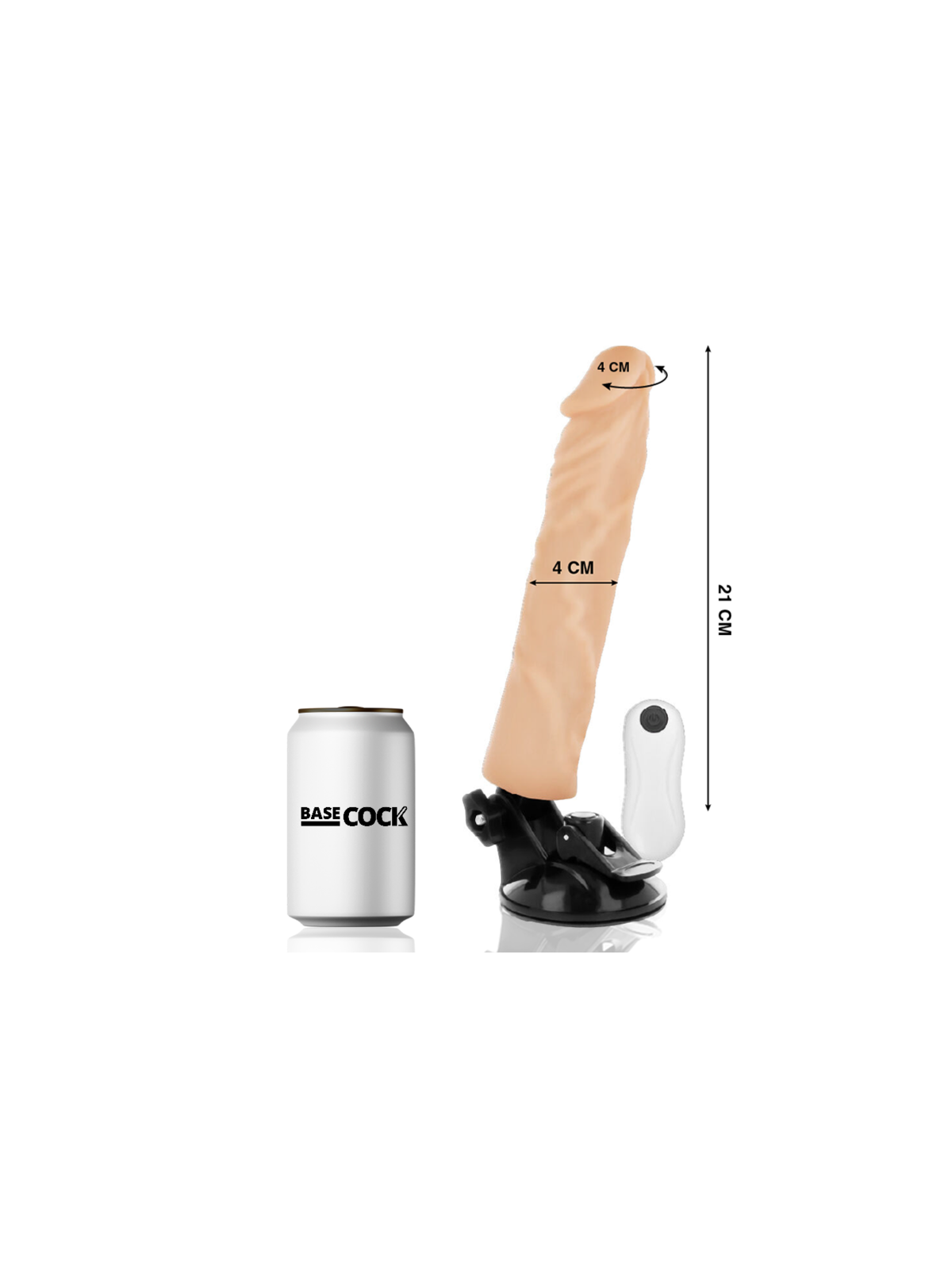 BASECOCK - VIBRATORE REALISTICO TELECOMANDO NATURALE 21 CM -O- 4 CM