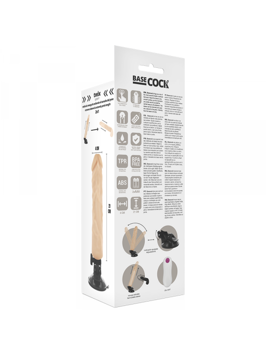 BASECOCK - VIBRATORE REALISTICO TELECOMANDO NATURALE 21 CM -O- 4 CM