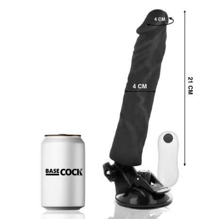 BASECOCK - VIBRATORE REALISTICO TELECOMANDO NERO 21 CM -O- 4 CM