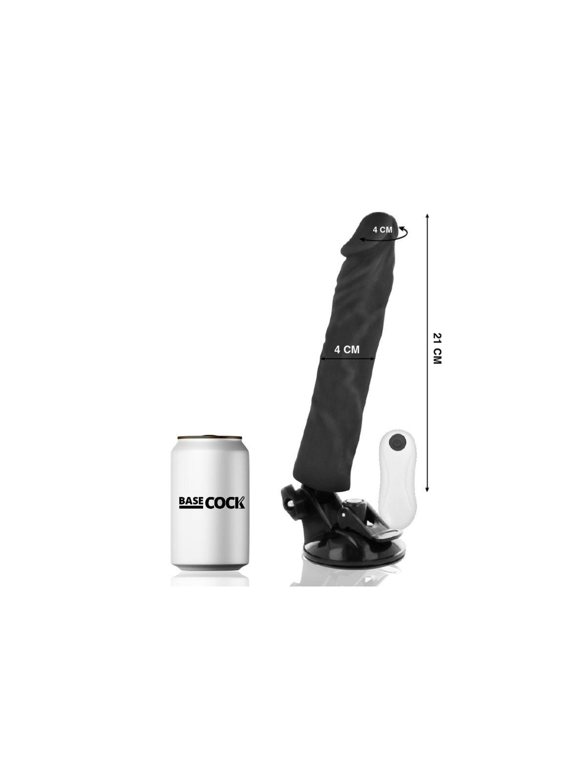 BASECOCK - VIBRATORE REALISTICO TELECOMANDO NERO 21 CM -O- 4 CM