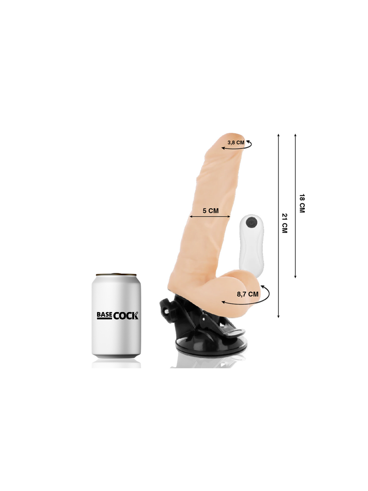 BASECOCK - VIBRATORE ARTICOLABILE TELECOMANDO NATURALE 21 CM -O- 5 CM