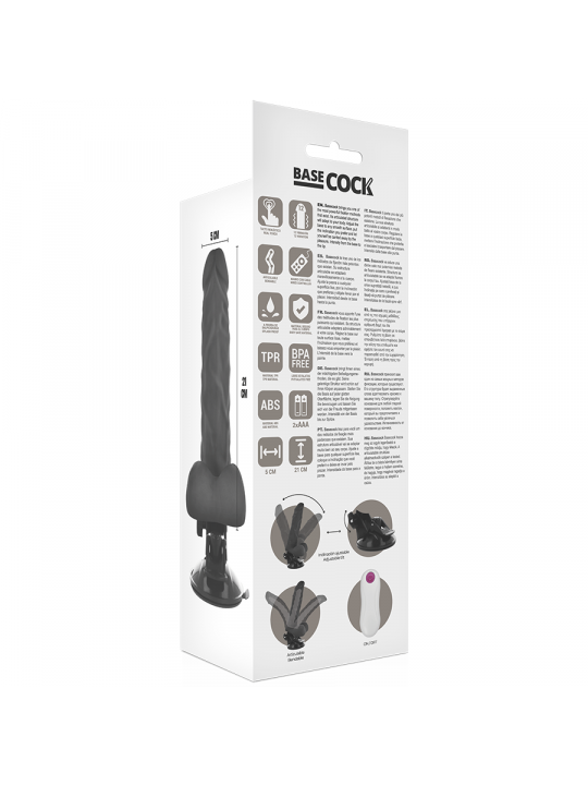 BASECOCK - VIBRATORE ARTICOLABILE TELECOMANDO NERO 21 CM -O- 5 CM