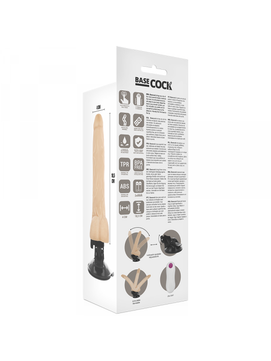 BASECOCK - VIBRATORE ARTICOLABILE TELECOMANDO NATURALE 18.5 CM -O- 4 CM