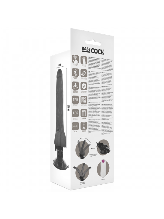 BASECOCK - VIBRATORE ARTICOLABILE TELECOMANDO NERO 18.5 CM -O- 4 CM