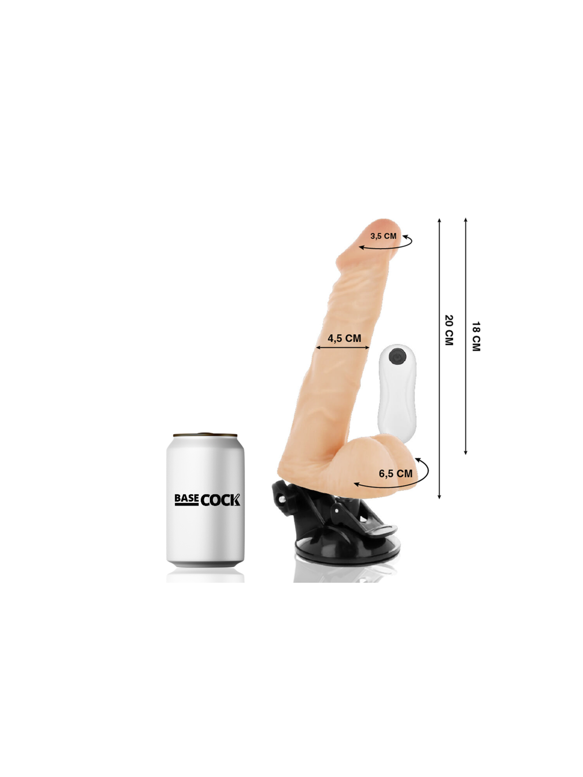 BASECOCK - VIBRATORE ARTICOLABILE TELECOMANDO NATURALE 20 CM -O- 4.5 CM