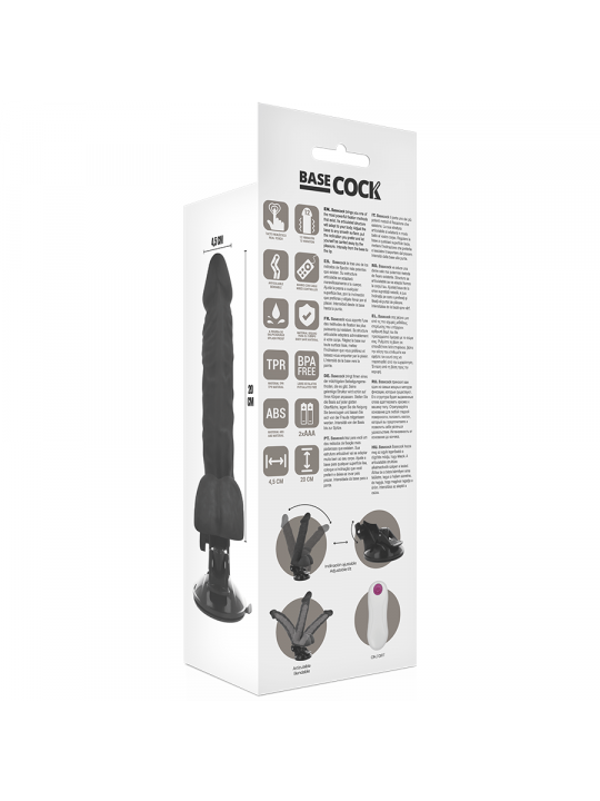 BASECOCK - VIBRATORE ARTICOLABILE TELECOMANDO NERO 20 CM -O- 4.5 CM