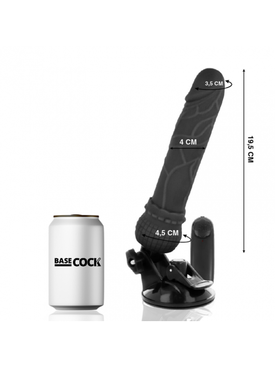 BASECOCK - VIBRATORE REALISTICO TELECOMANDO NERO 19.5 CM -O- 4 CM