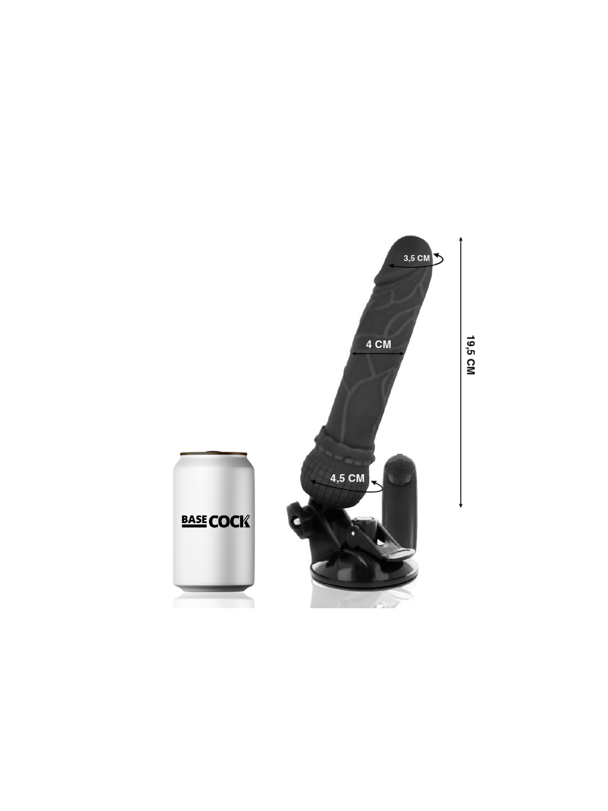 BASECOCK - VIBRATORE REALISTICO TELECOMANDO NERO 19.5 CM -O- 4 CM