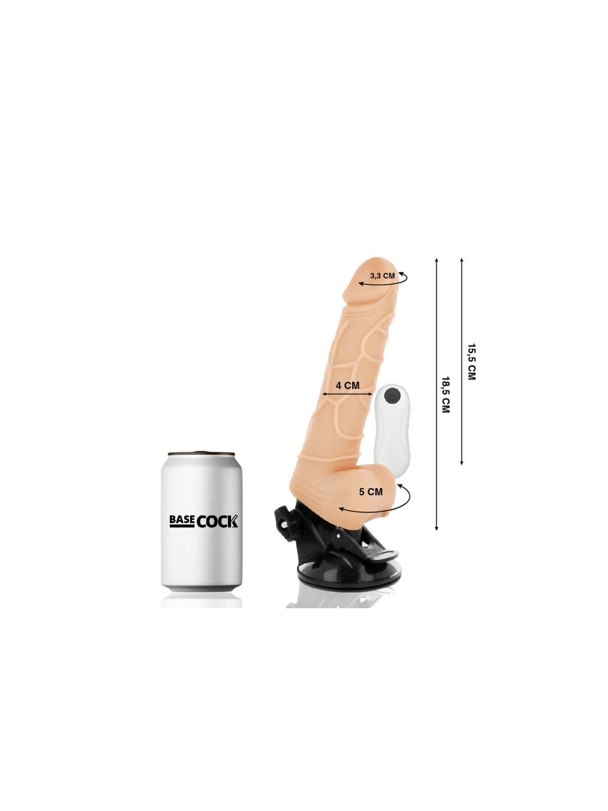 BASECOCK - VIBRATORE TELECOMANDO NATURALE REALISTICO 18.5 CM -O- 4CM