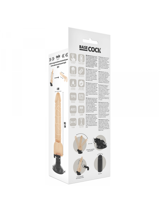 BASECOCK - VIBRATORE TELECOMANDO NATURALE REALISTICO 18.5 CM -O- 4CM