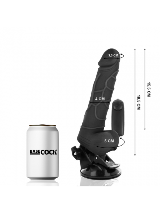 BASECOCK - VIBRATORE REALISTICO TELECOMANDO NERO 18.5 CM -O- 4CM