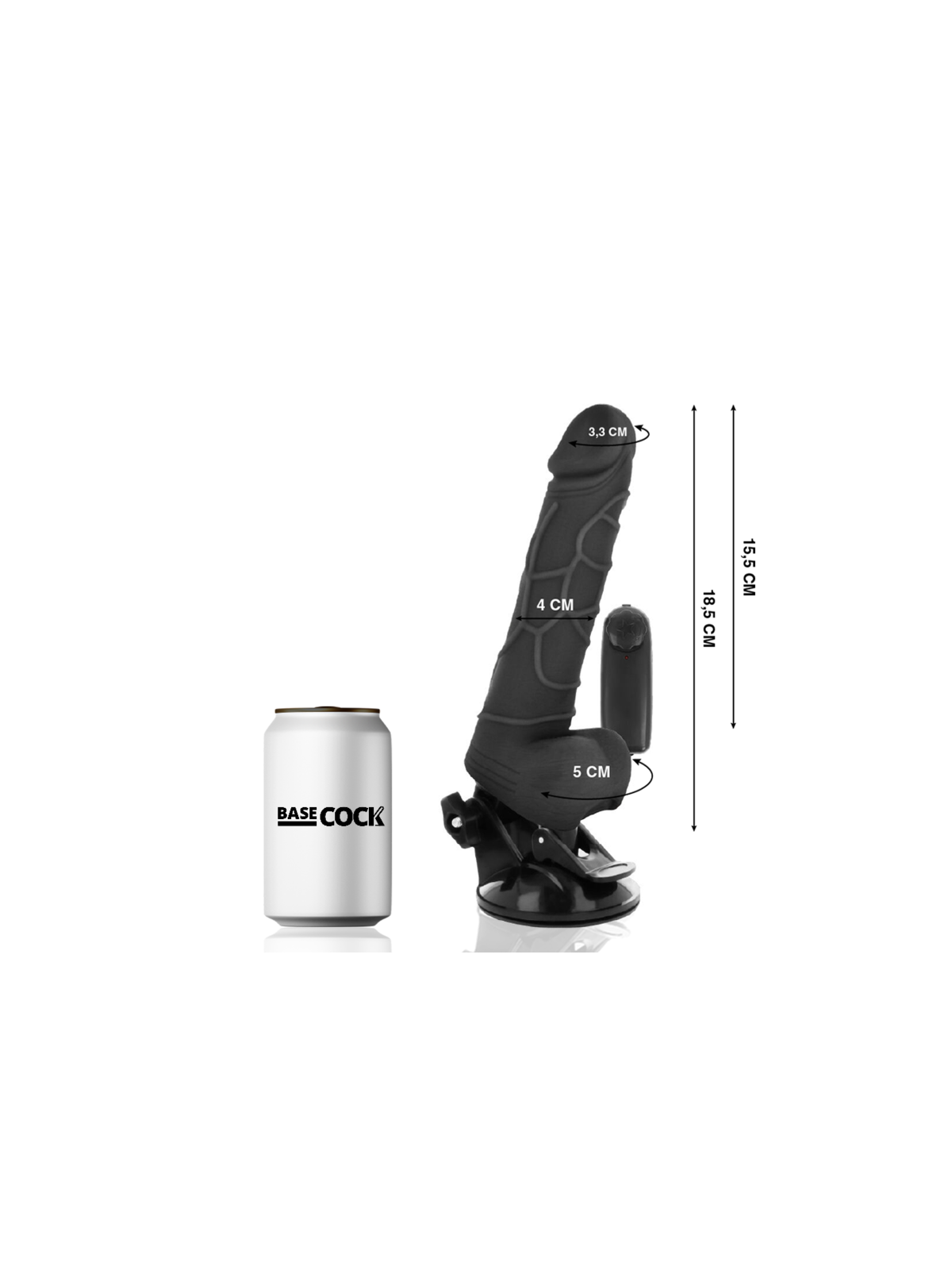 BASECOCK - VIBRATORE REALISTICO TELECOMANDO NERO 18.5 CM -O- 4CM