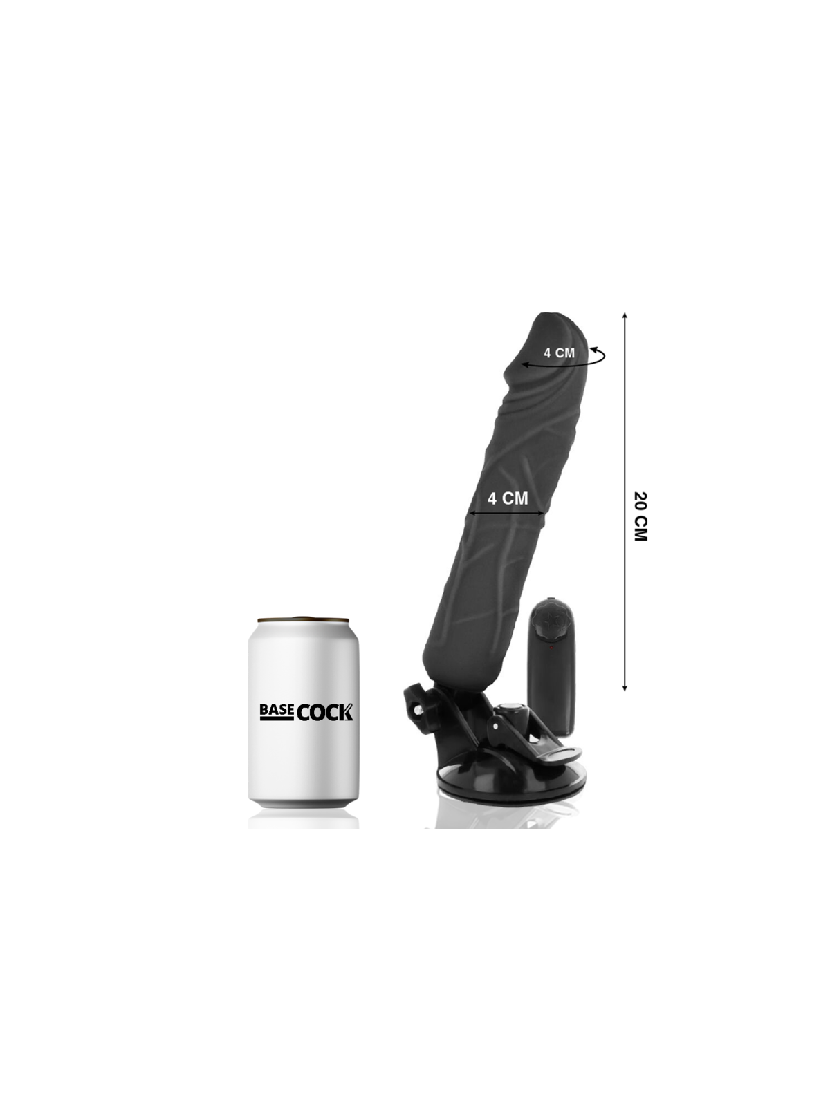 BASECOCK - VIBRATORE REALISTICO TELECOMANDO NERO 20 CM -O- 4 CM