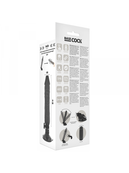 BASECOCK - VIBRATORE REALISTICO TELECOMANDO NERO 20 CM -O- 4 CM