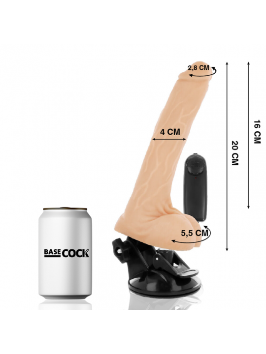 BASECOCK - VIBRATORE TELECOMANDO NATURALE REALISTICO CON TESTICOLI 20 CM -O- 4 CM