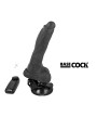 BASECOCK - VIBRATORE REALISTICO TELECOMANDO NERO CON TESTICOLI 20 CM -O- 4 CM