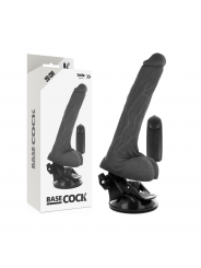 BASECOCK - VIBRATORE REALISTICO TELECOMANDO NERO CON TESTICOLI 20 CM -O- 4 CM